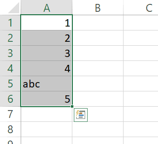 Data for Square root in Excel