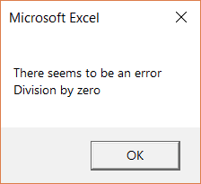 Division by 0 error message