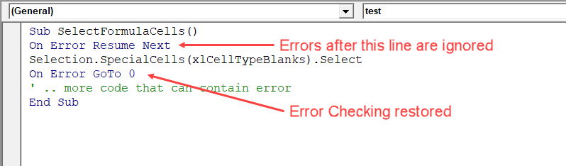 Error Checking restored with GoTo 0