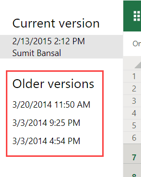 Older Versions in OneDrive