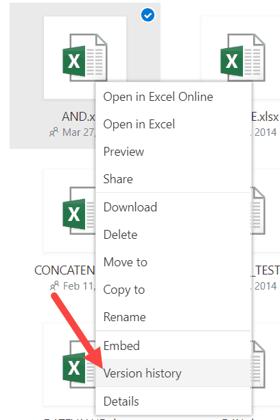 Version HIstory OneDrive