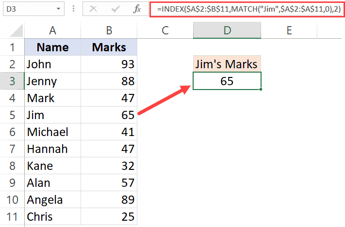 Jims Marks using Index Match