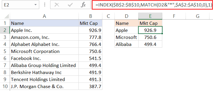 Using INDEX MATCH with Wildcard Characters