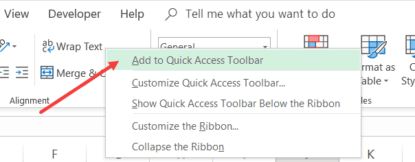 Add wrap text to quick access toolbar