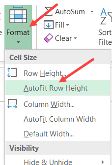 excel keyboard shortcut row height