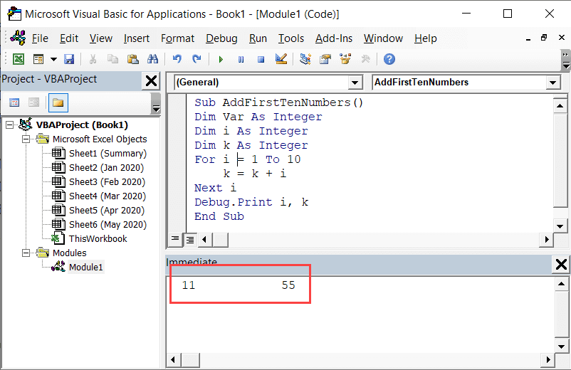 Окно immediate excel как открыть