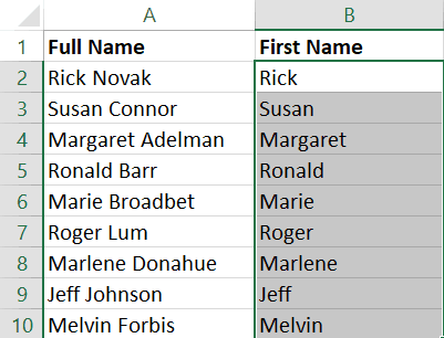 Separate first name from full name using find and replace