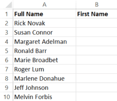 Separate First and Last Name in Excel (Split Names Using Formulas)