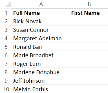 Separate the first name from full name using Find and Replace