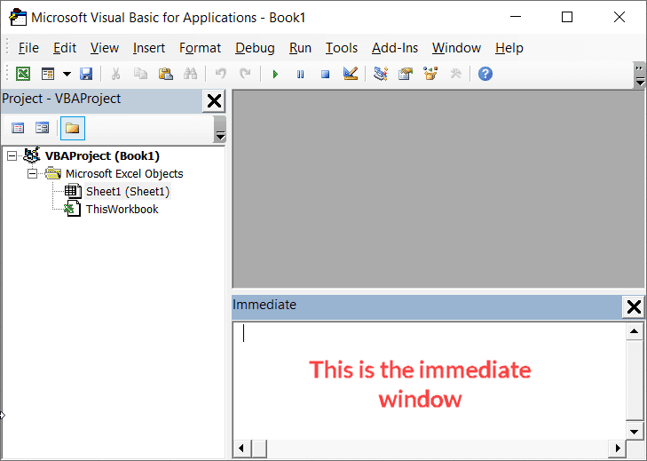 This is Immediate Window in Excel VB Editor