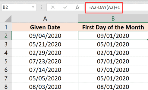 How to Get the First Day of the Month in Excel (Easy Formulas)
