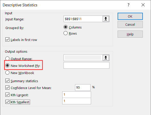 Select New Worksheet Ply