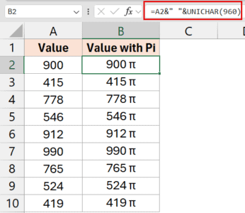 How to Insert Pi Symbol (π) in Excel (5 Easy Ways)