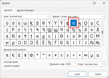 How to Insert Pi Symbol (π) in Excel (5 Easy Ways)