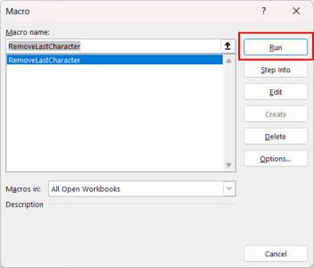 Remove Last Character in Excel