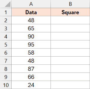 excel formula to square a number