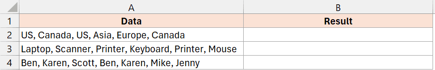 Dataset with Duplicates within a cell for formula