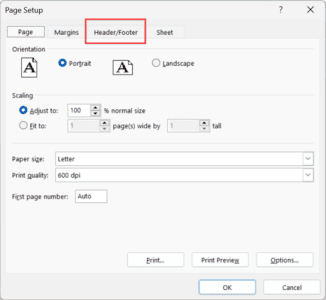 how to add header and footer in excel 2013