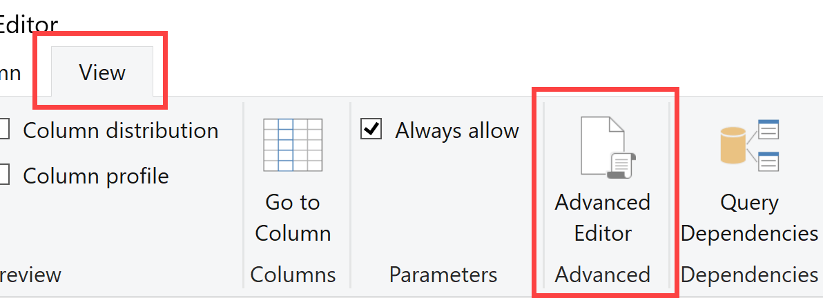 Advanced Editor in the view tab