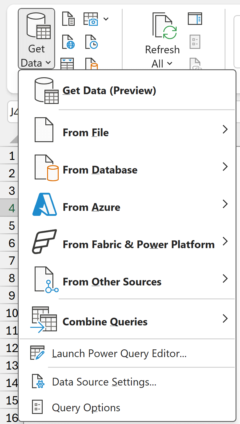 Different data connectors in Power Query