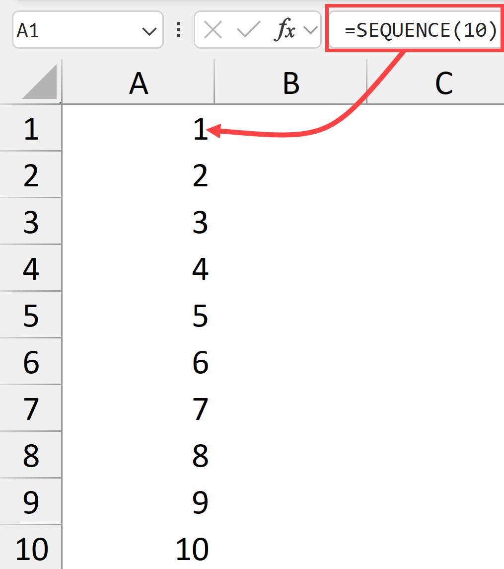 SEQUENCE Function Excel