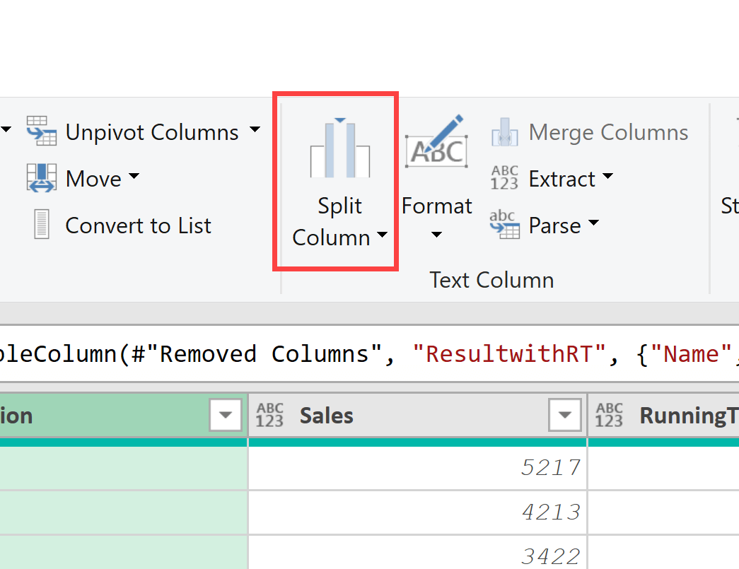 Split column in power query