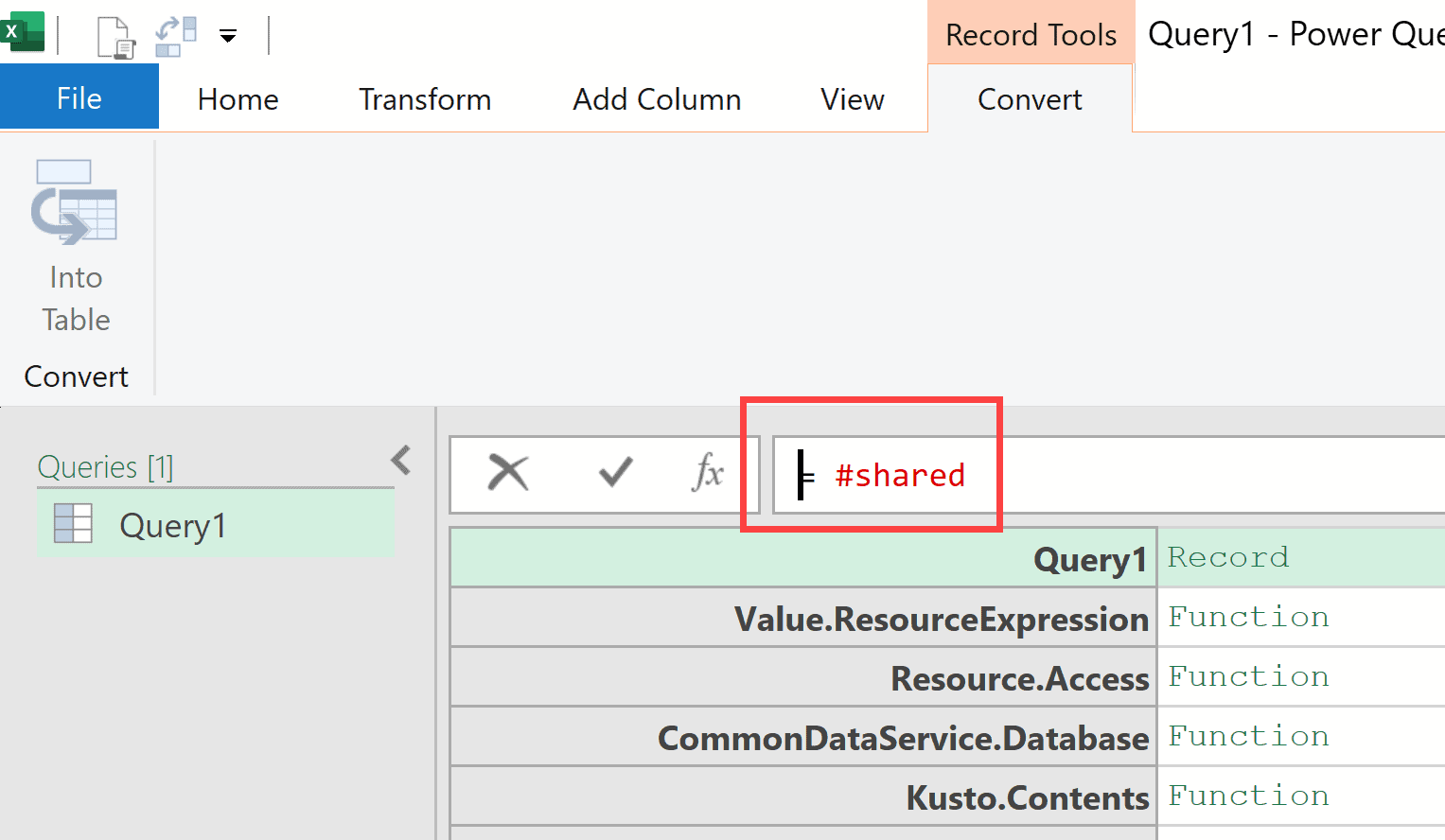 shared keyword in formula bar in power query