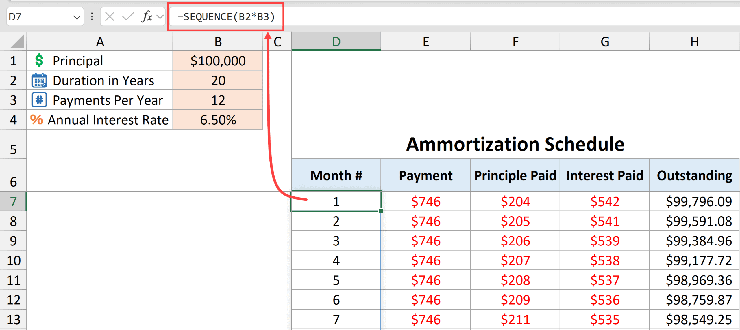 Calculating month using sequence function