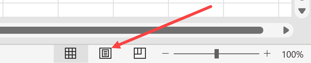 Click on the Page Layout option in status bar