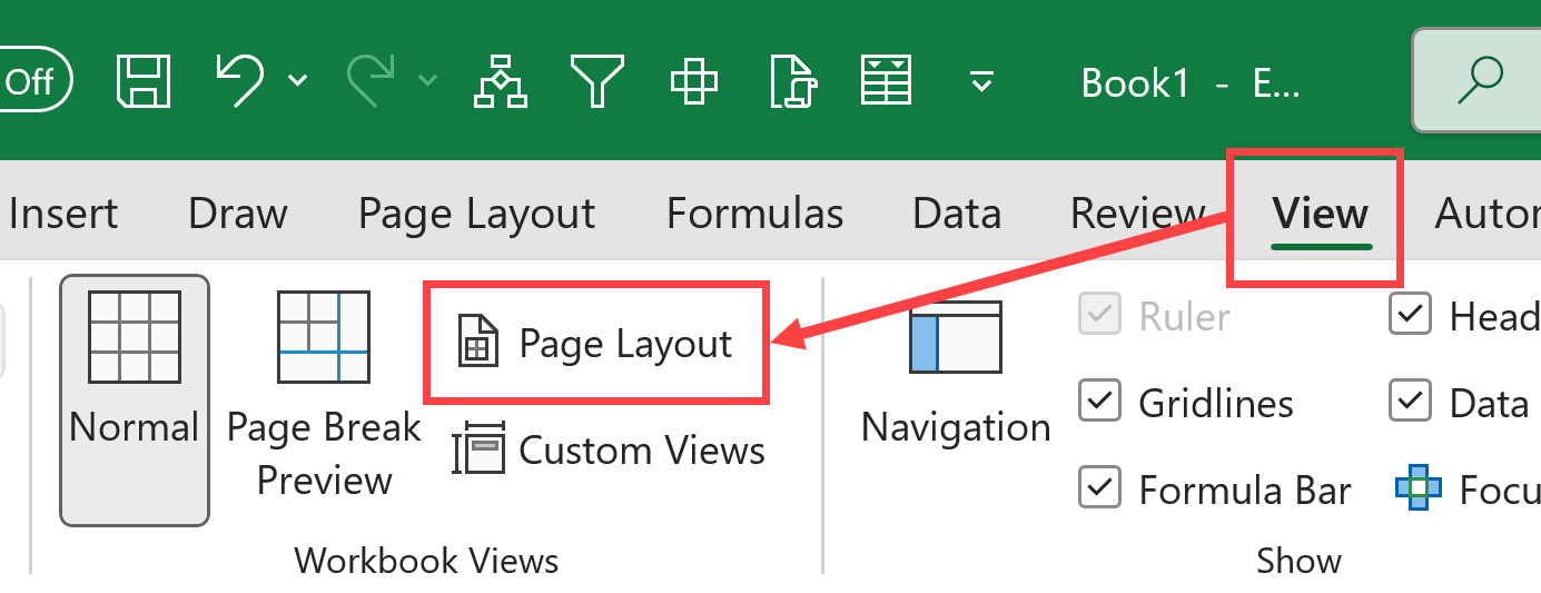Click on the Page Layout tab