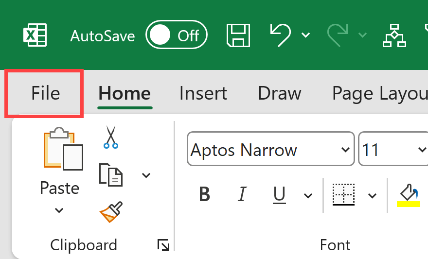 Click the File tab