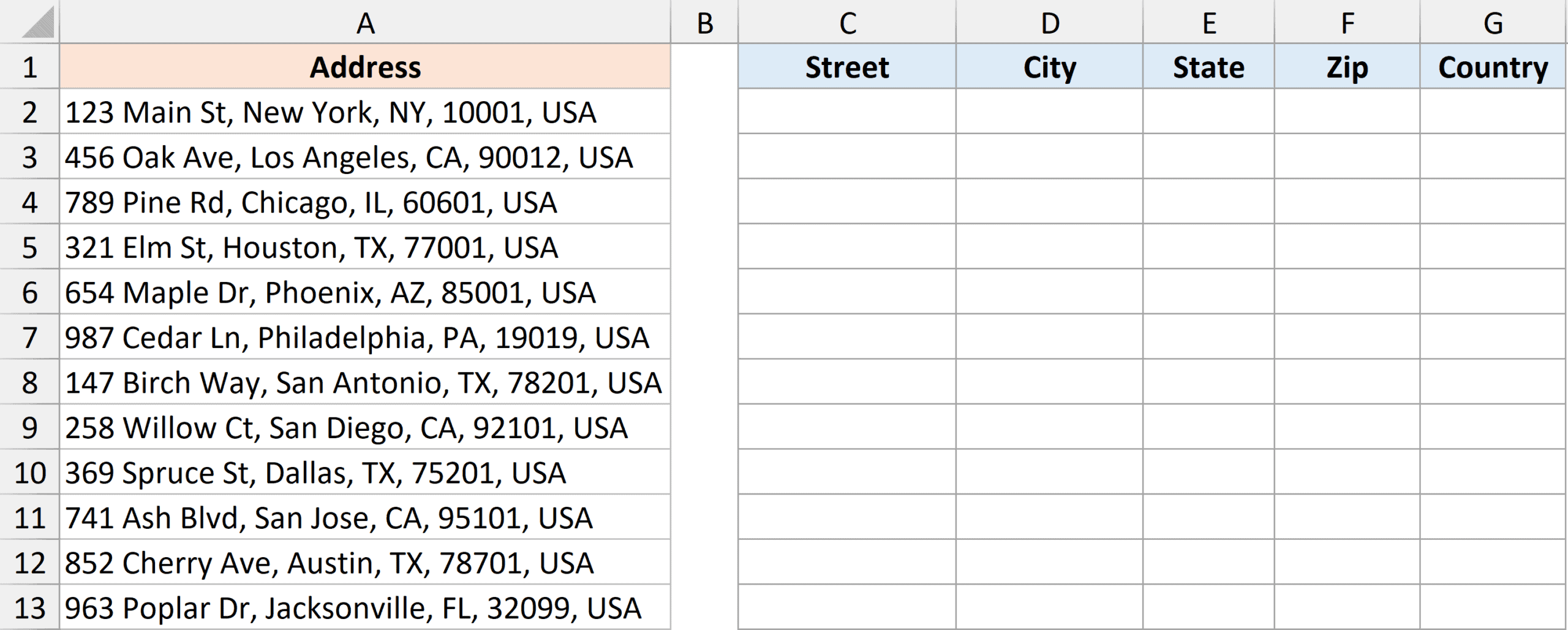 Dataset for Text to columns using REDUCE