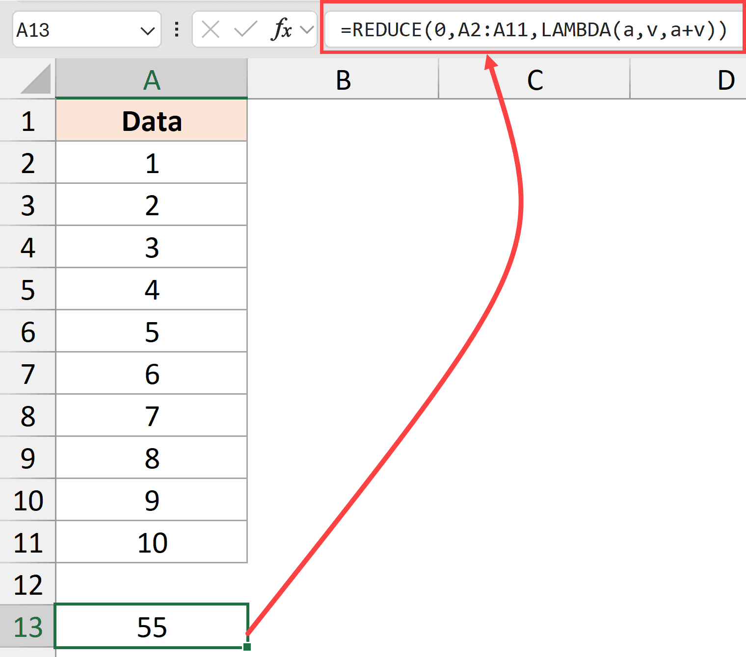 Doing a simple sum using the reduce function