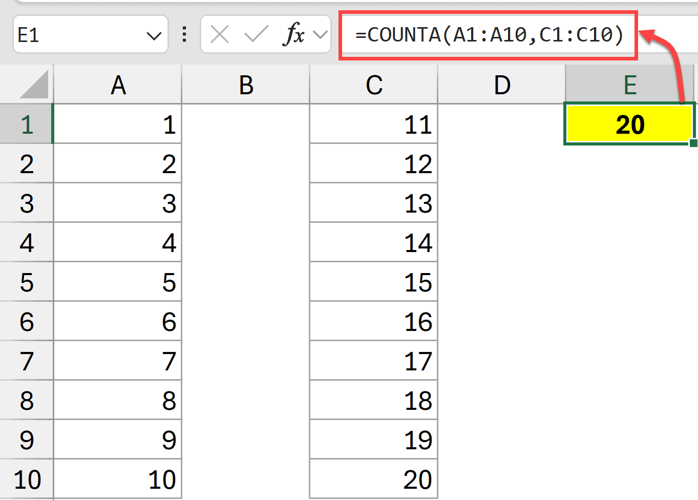 Formula to count non-empty cells in multiple ranges