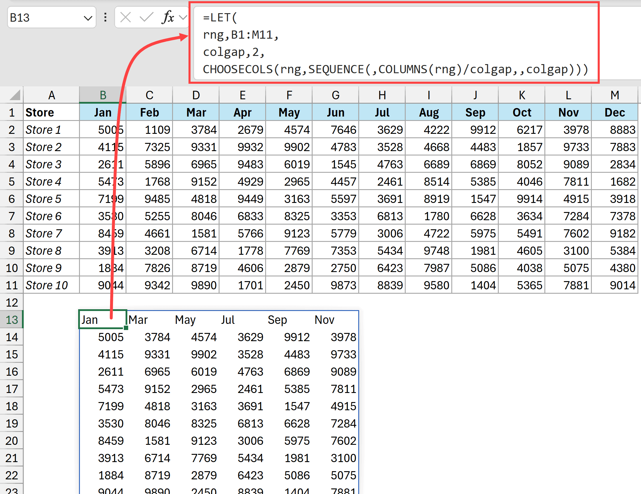 Formula to extract alternate columns in Excel