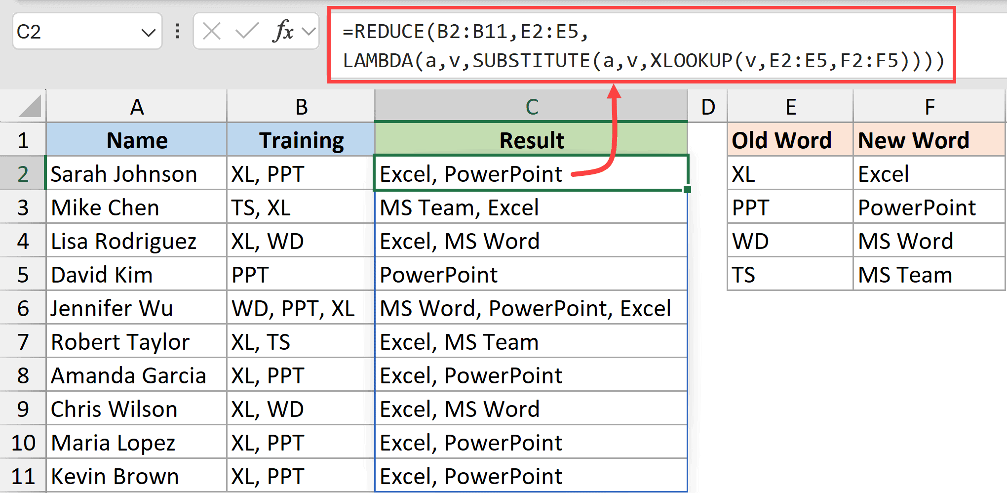 Reduce formula to do bulk find and replace