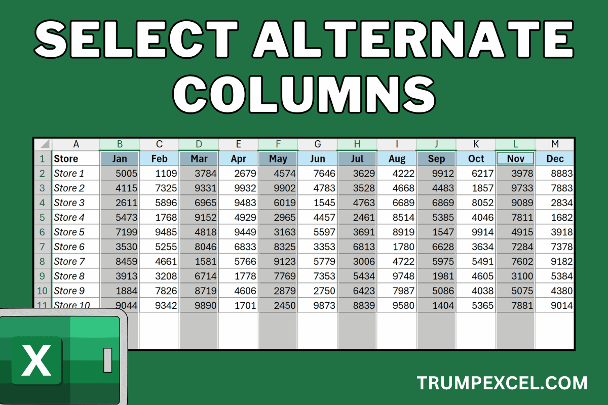 Select Alternate Columns in Excel