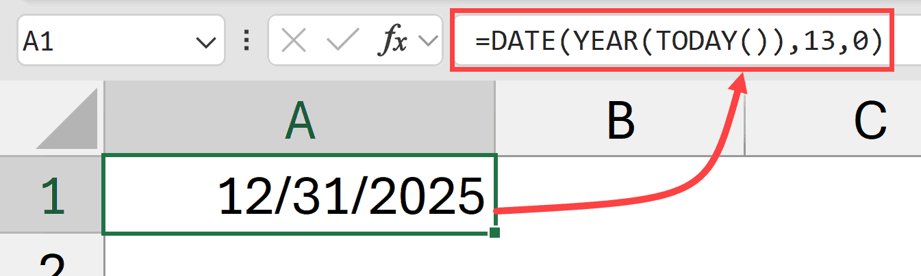 Day 0 Trick to get last day of year 2