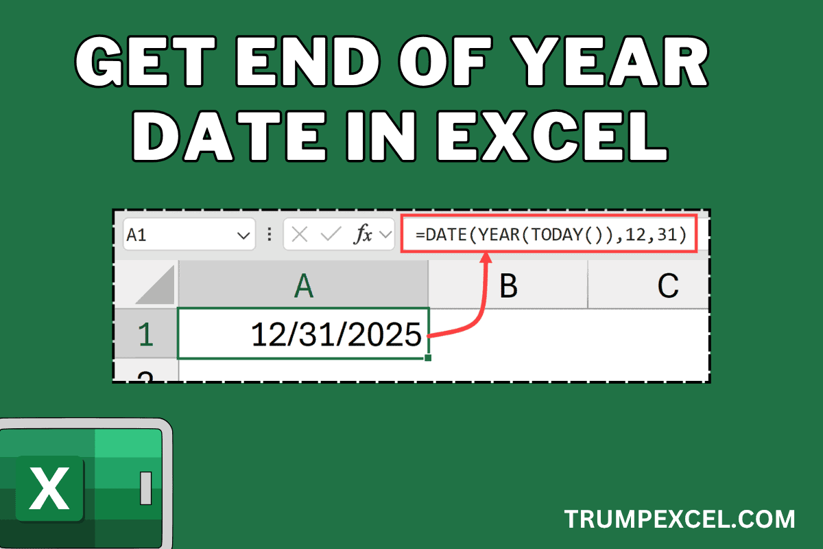 Get End of Year Date in Excel (Easy Formula)