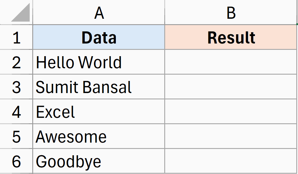 Dataset to reverse screens in Excel
