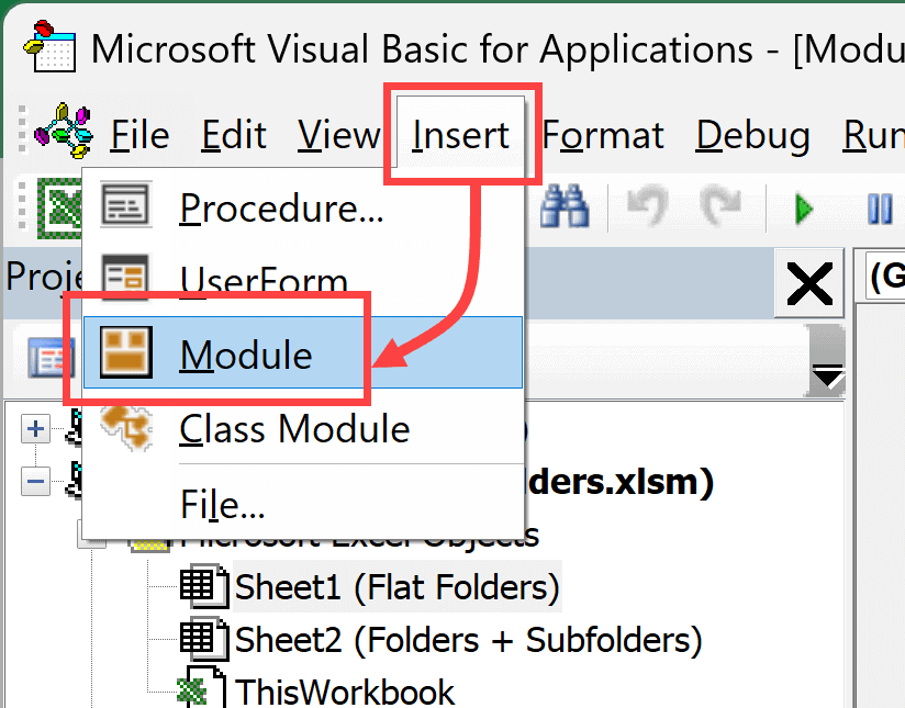 Insert Module in VB Editor