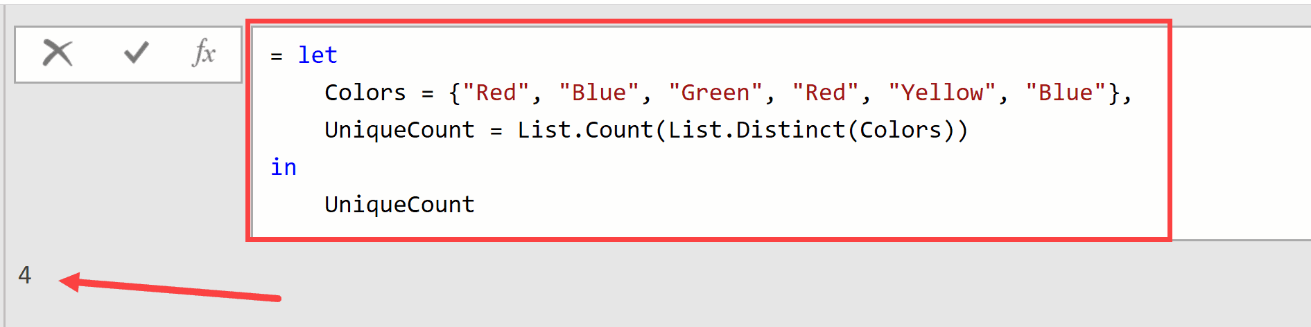List Count function Power Query - count Unique