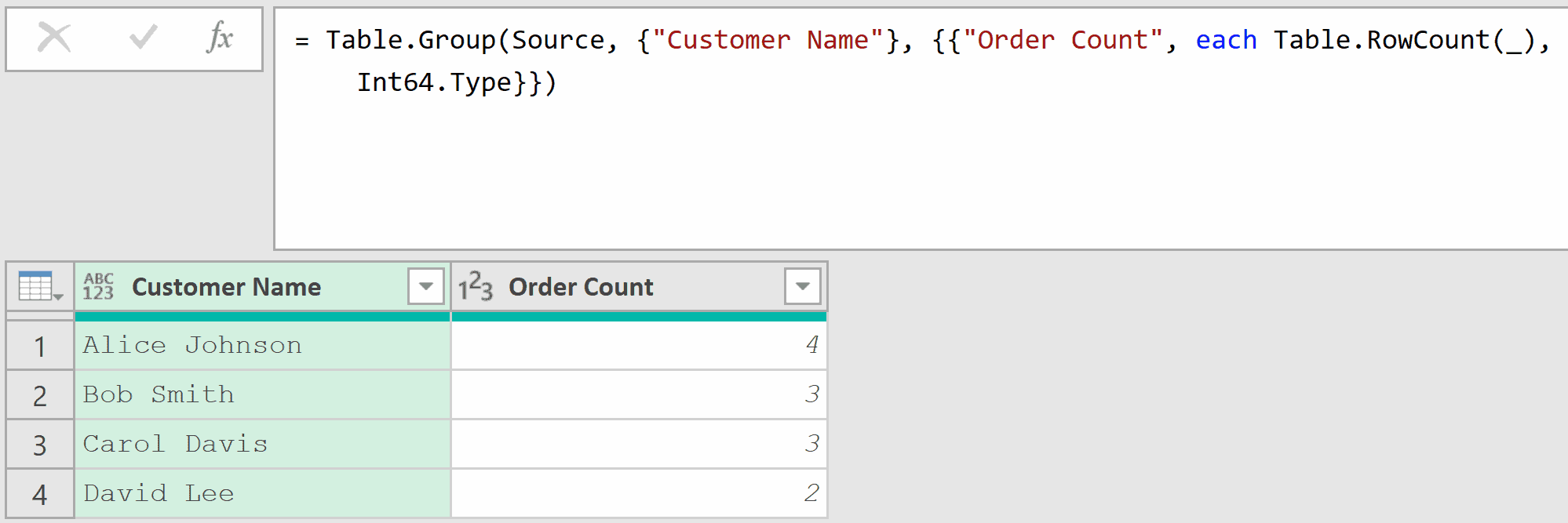 02 Table group formula to count by group