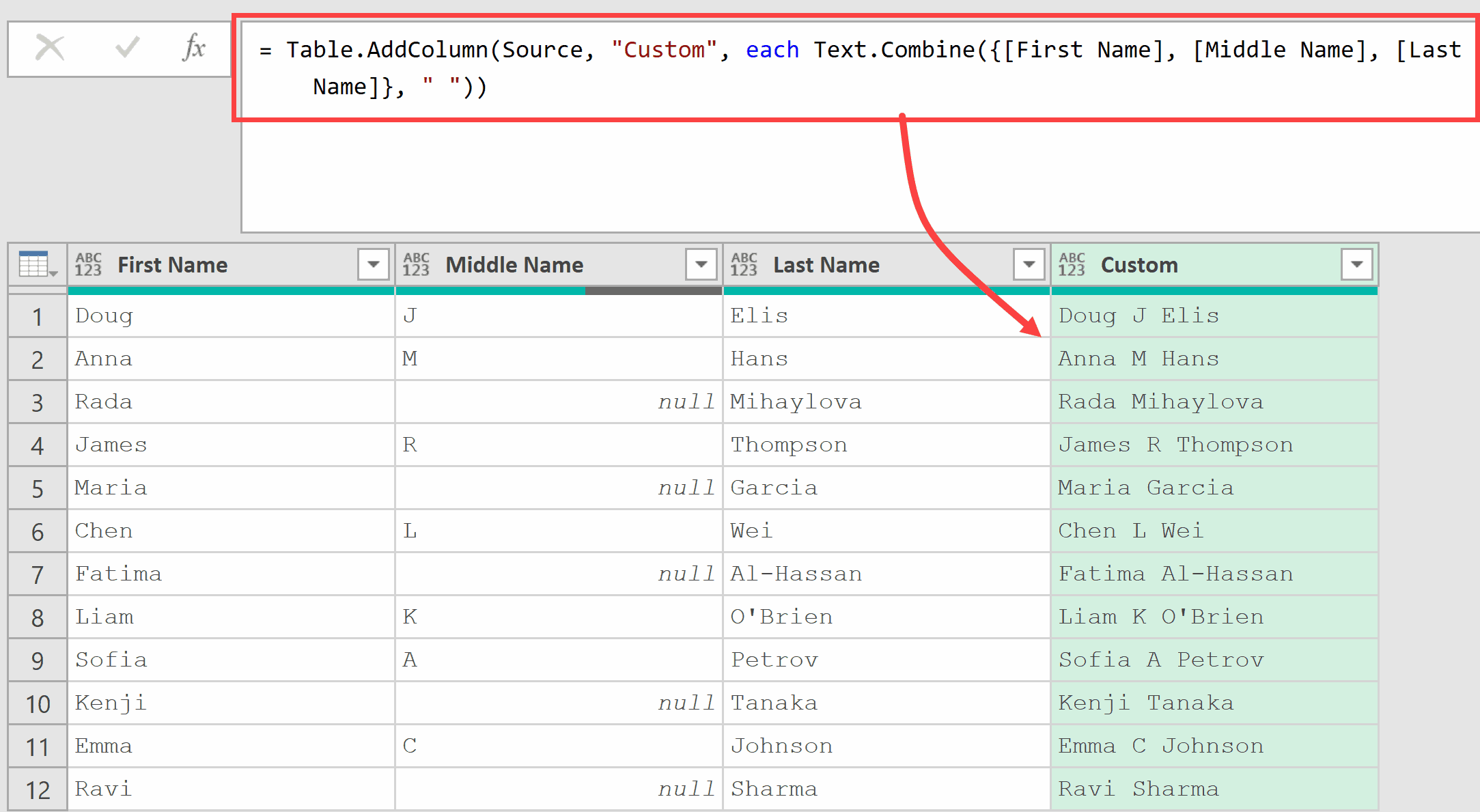 03 Custom column added to combine columns