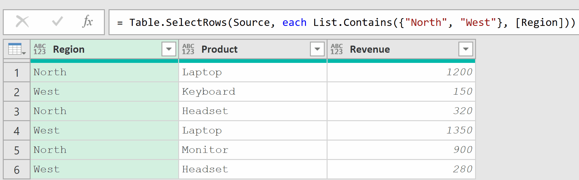 05 Formula to filter by region power query