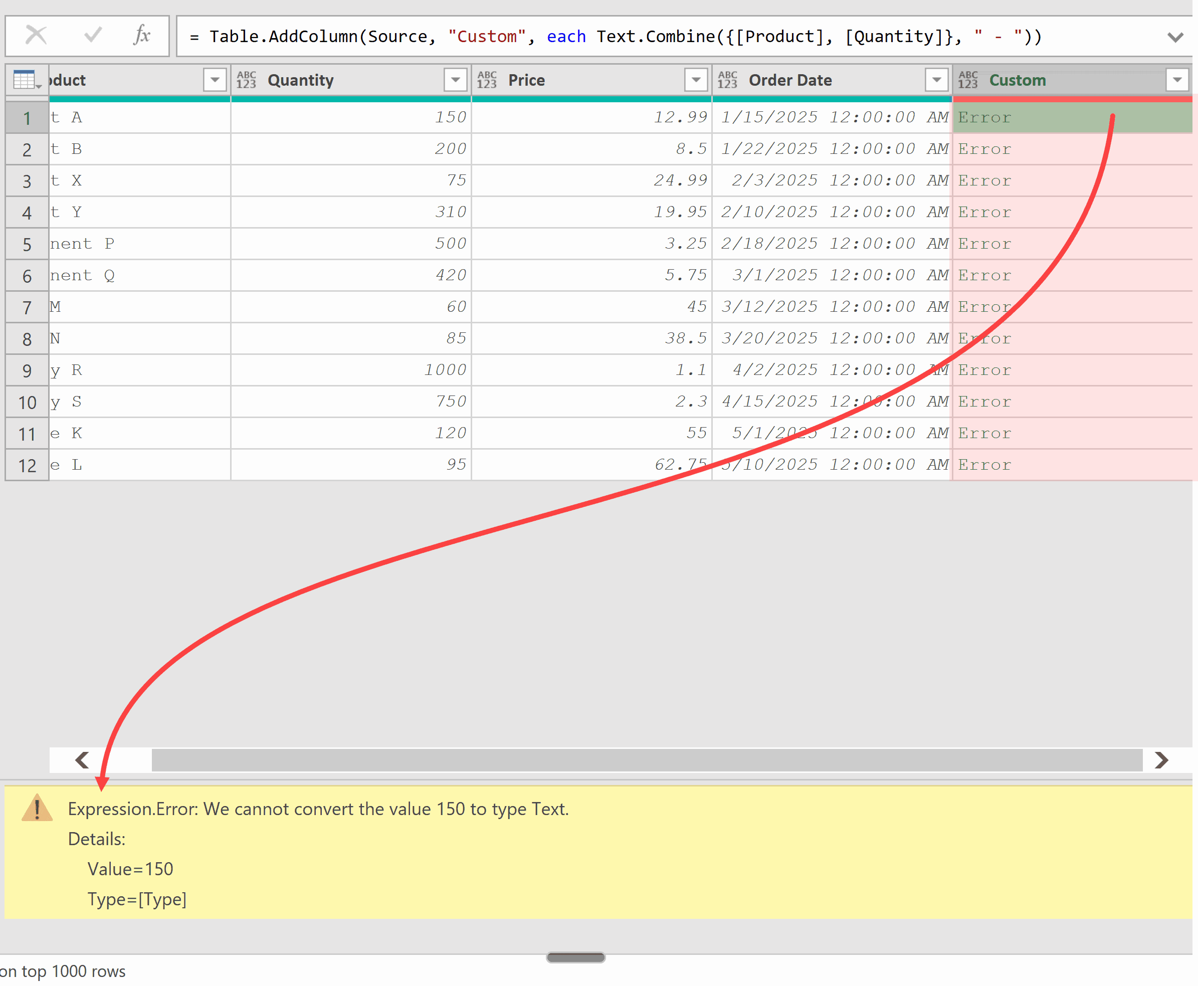 06 Error because of data type