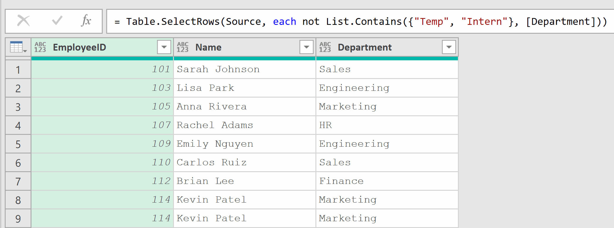 06 Exclude rows using list contains power query