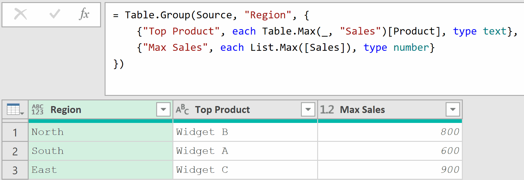 07 Table Group formula get max sales