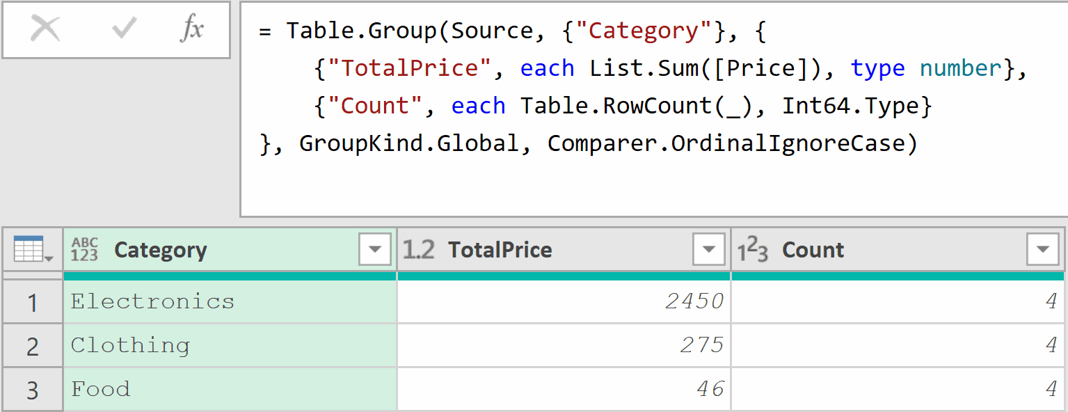09 Table Group with case insensitive grouping