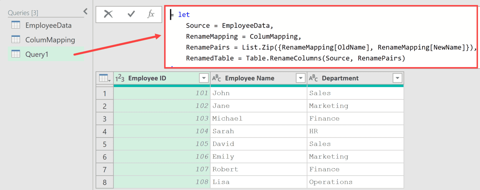 Table.RenameColumns Function in Power Query M (9 Examples)